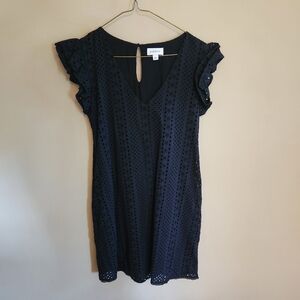 Evereve Blue Sheath Mini Dress with Flutter Sleeves